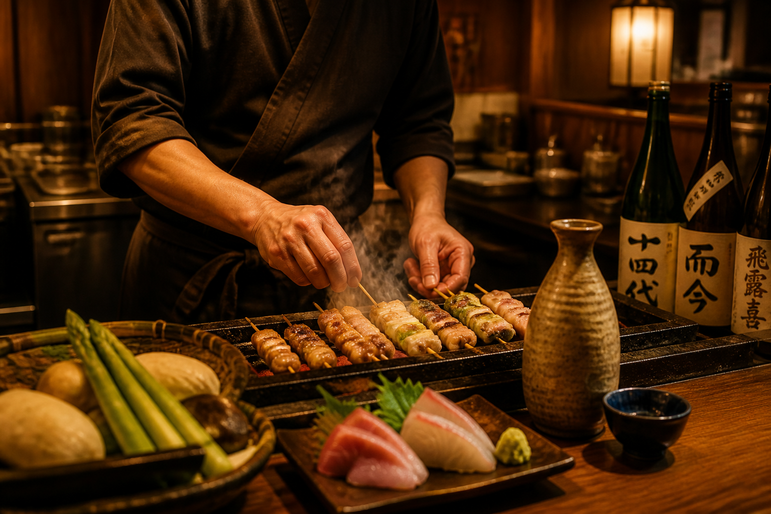 炉端と地酒 灯りの雰囲気を伝えるビジュアル