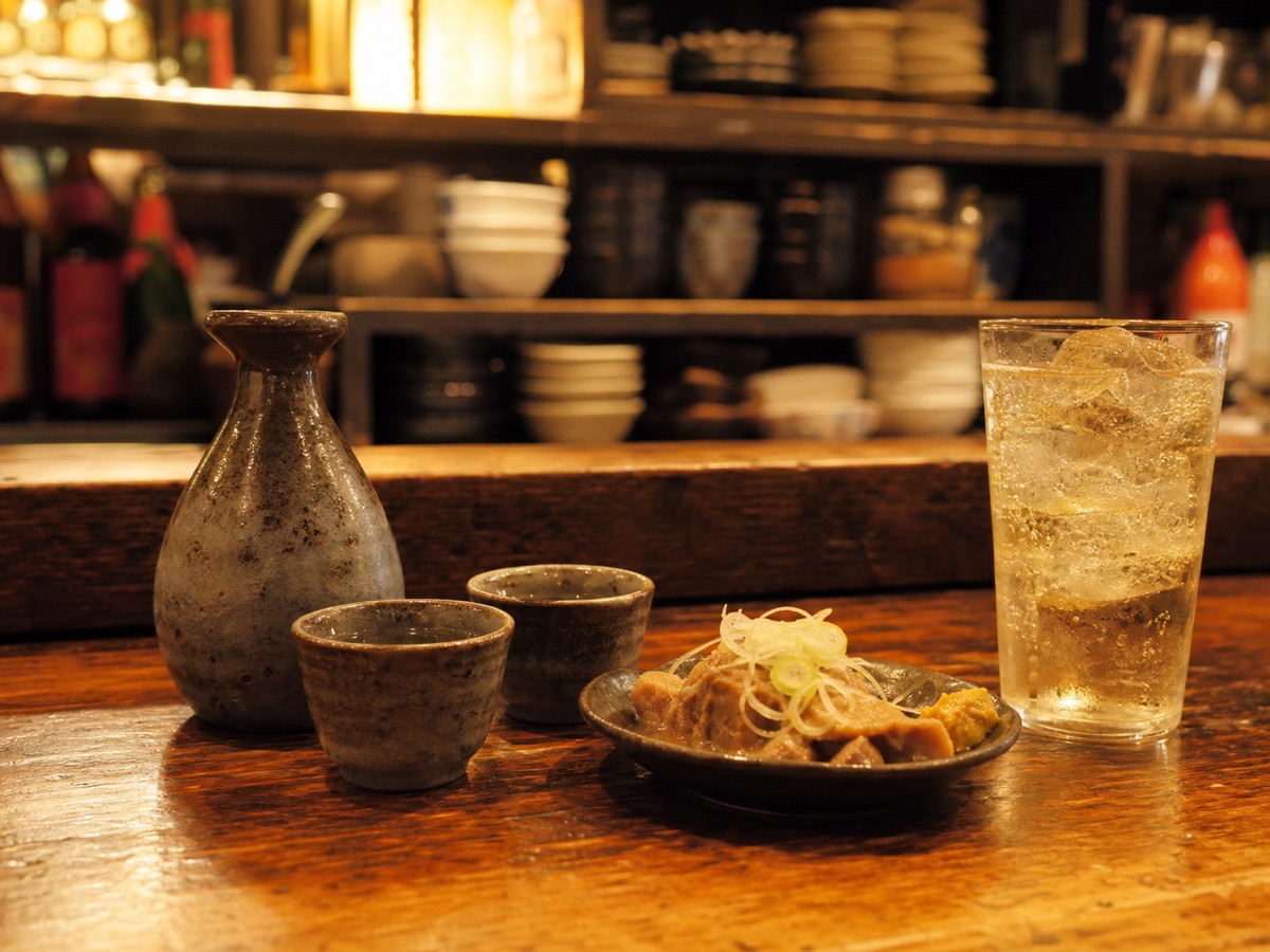 地酒とハイボールを料理と楽しむイメージ